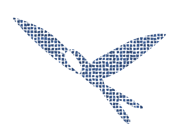 Andorinha em mosaico azul